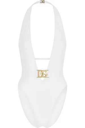 Dolce & Gabbana Plunge-neck belted swimsuit