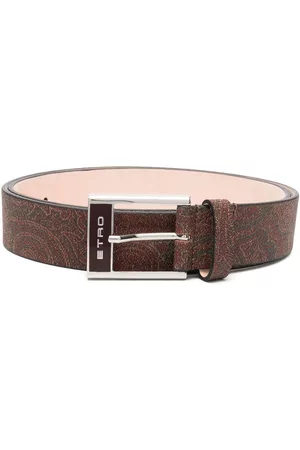 Etro Paisley-print buckled blet - Brown