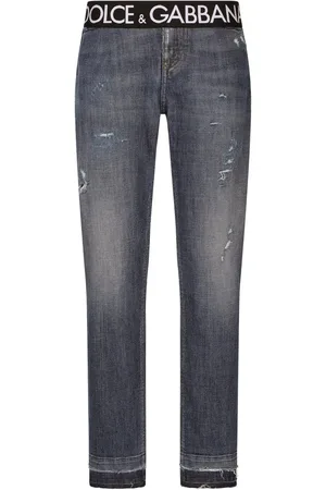 Dolce & Gabbana Logo-waistband slim-cut jeans