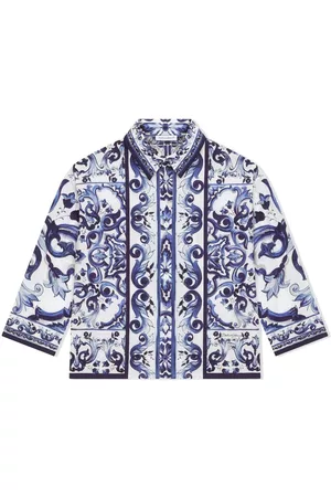 Dolce & Gabbana Shirts - Majolica-print cotton shirt - Blue
