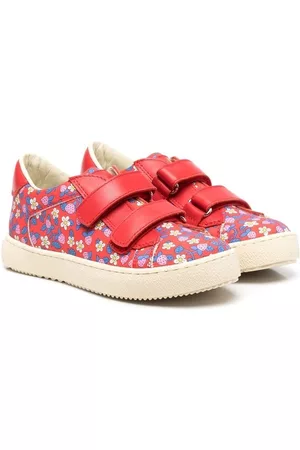 PèPè Girls Sneakers - Floral-print touch-strap sneakers - Red