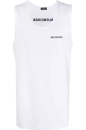 Balenciaga Logo-embroidered loose tank top - White
