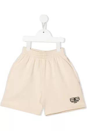 Balenciaga Boys Shorts - BB Paris Icon logo-embroidered shorts - Neutrals