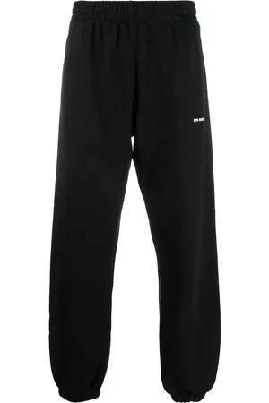 OFF-WHITE Men Sweatpants - Wave Diag-stripe cotton track pants - Black