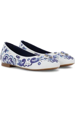 Dolce & Gabbana Majolica-print leather ballerina shoes