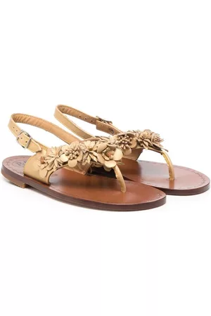 PèPè Floral-detail slingback sandals - Gold