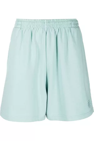 Balenciaga Logo-embroidered track shorts - Blue
