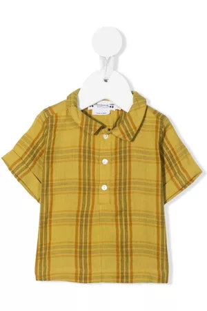 BONPOINT Shirts - Check-pattern cotton shirt - Yellow