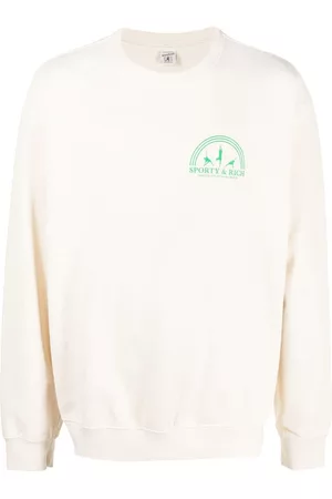 Sporty & Rich Sports Hoodies - Fitness Group logo-print sweatshirt - Neutrals