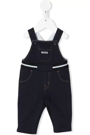 HUGO BOSS Embroidered-logo straight dungarees - Blue