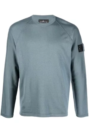 Stone Island Men Sweatshirts - Logo-patch long-sleeved jumper - Blue