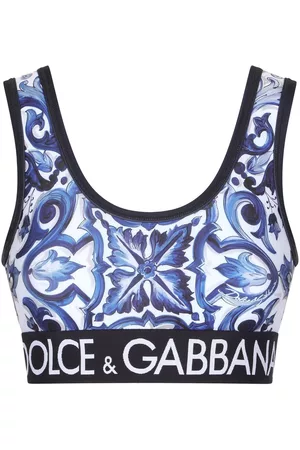 Dolce & Gabbana Majolica-print cropped top - Blue
