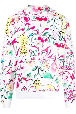 Kenzo Floral-print logo-patch hoodie