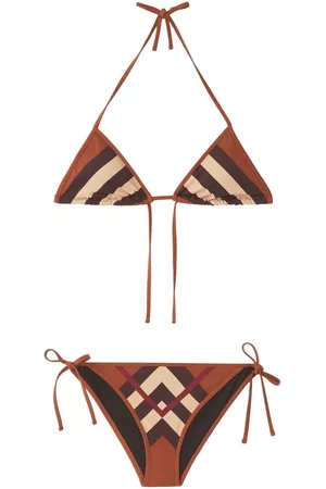 Burberry Women Triangle Bikinis - Chevron Check triangle bikini - Brown