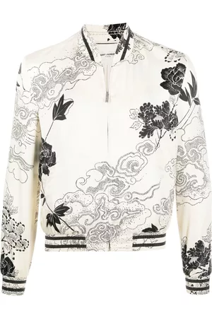 Saint Laurent Men Floral bomber jackets - Floral-print bomber jacket - Neutrals