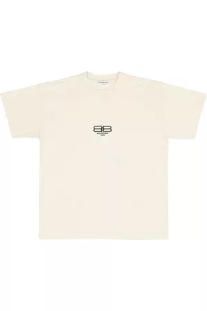 Balenciaga Logo-embroidered cotton T-shirt - Neutrals