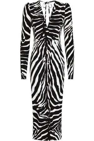 Dolce & Gabbana Zebra-print long-sleeve dress - Black