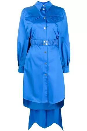 AZ FACTORY Women Party Dresses - Belted Utility Trapeze dress - Blue