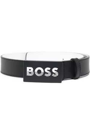 HUGO BOSS Logo-plaque leather belt - Black
