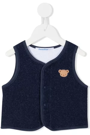 Familiar Tank Tops - Embroidered-teddy detail vest - Blue