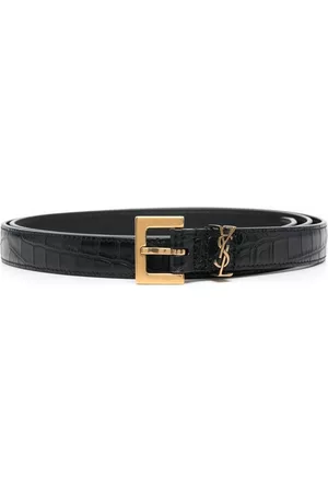 Saint Laurent Men Belts - Embossed 20mm buckle-fastening belt - Black