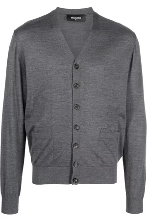 Dsquared2 Men Lightweight Sweaters - V-neck wool cardigan - Grey