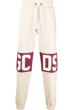 GCDS Men Sweatpants - Logo-print cotton track pants - Neutrals