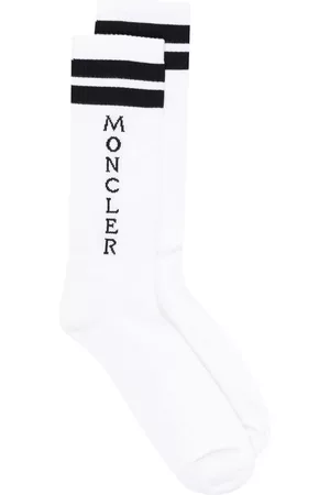Moncler Logo-knit ribbed socks - White