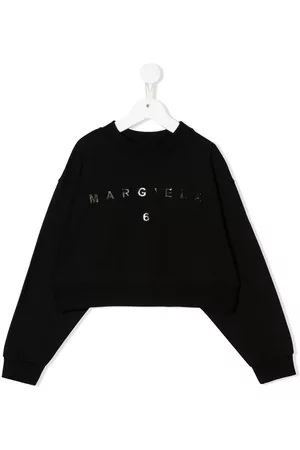Maison Margiela Girls Hoodies - Logo-print cotton sweatshirt - Black