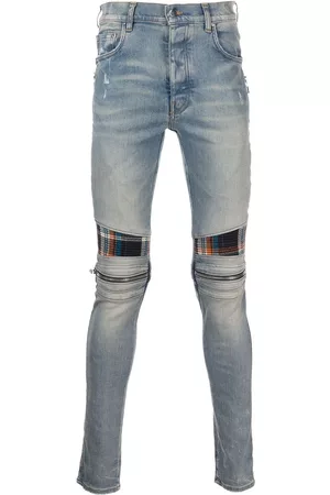 AMIRI Men Skinny Jeans - Mid-rise contrasting-panel skinny jeans - Orange