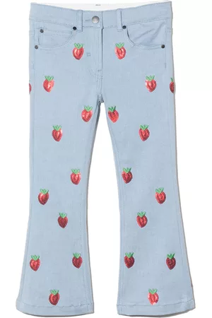 Stella McCartney Embellished strawberry-print jeans - Blue