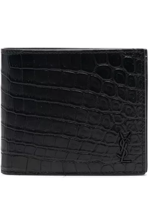 Saint Laurent Men Wallets - Crocodile-effect bi-fold wallet - Black
