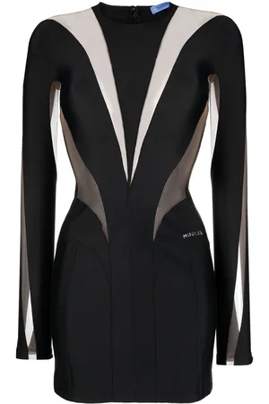 MUGLER Logo-plaque sheer-panel dress