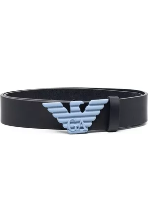 Emporio Armani Belts - Logo-buckle leather belt - Blue