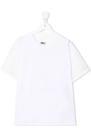 Maison Margiela Girls Short Sleeved T-Shirts - Panelled short-sleeve T-shirt - White