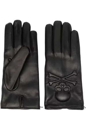 Philipp Plein Men Gloves - Cashmere-lined leather gloves - Black