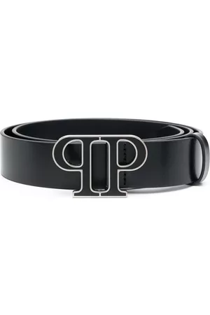 Philipp Plein Men Belts - Logo-buckle leather belt - Black
