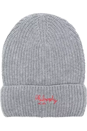 PHILOSOPHY DI LORENZO SERAFINI Girls Beanies - Embroidered-logo detail beanie - Grey