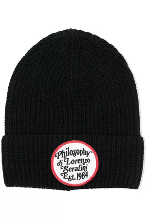 PHILOSOPHY DI LORENZO SERAFINI Logo-patch knit beanie - Black