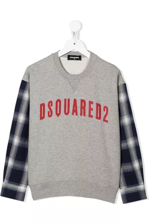 Dsquared2 Boys Hoodies - Logo-print check-sleeve sweatshirt - Grey