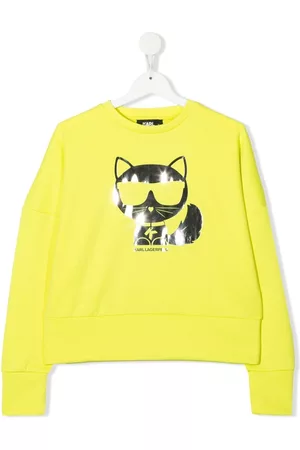 Karl Lagerfeld Hoodies - TEEN metallic cat print sweatshirt - Yellow