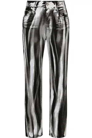 Dolce & Gabbana Stripe-print cropped boyfriend jeans