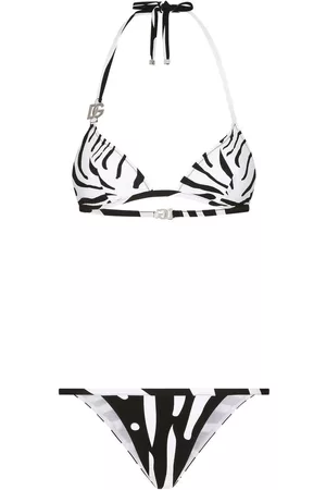 Dolce & Gabbana Zebra print DG logo bikini - White