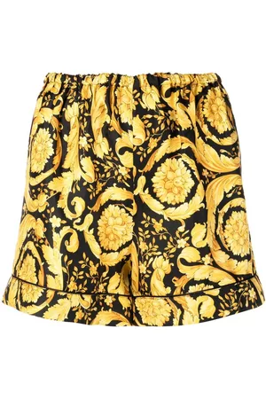 VERSACE All-over baroque-print shorts - Yellow
