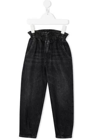 Dondup Girls Straight Jeans - Ruched-waist straight jeans - Black