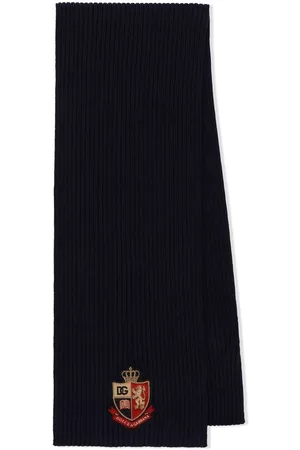 Dolce & Gabbana Logo-patch ribbed knit scarf - Blue