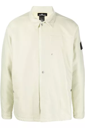 Stone Island Men Jackets - Logo-patch cotton shirt jacket - Neutrals