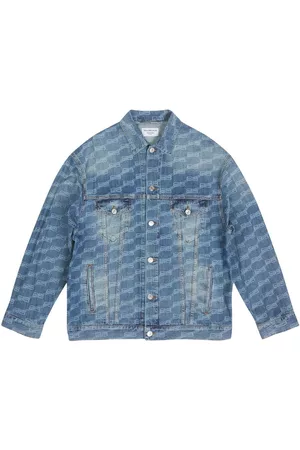 Balenciaga Denim Jackets - Logo-print washed denim jacket - Blue