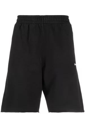 OFF-WHITE Logo-print cotton track shorts - Black