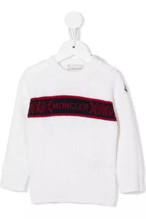 Moncler Sweaters - Intarsia-knit logo virgin wool jumper - White